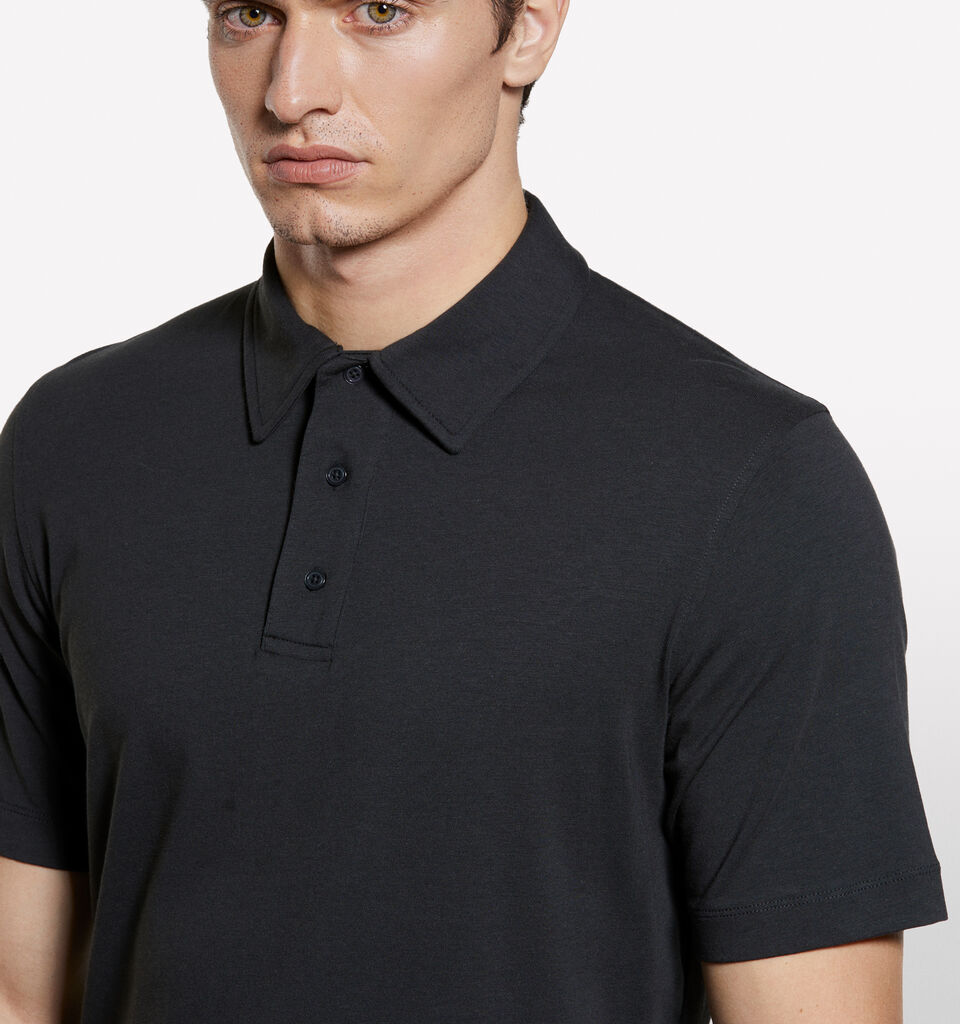 Black slim fit polo - men's polos - Black | Sisley image number 4